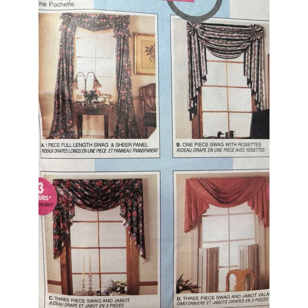 McCall's VTG 1990s Uncut 8078 Home Decor Curtain Swags Window Treatments